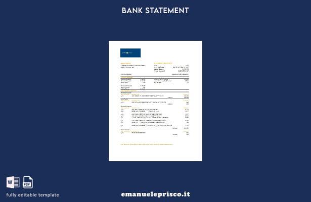 modello Excel di estratto conto bancario Laos LCNB in ​​stile verificato